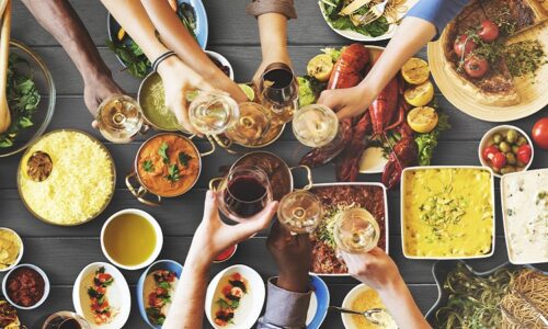 Friends Happiness Enjoying Dinning Eating Concept